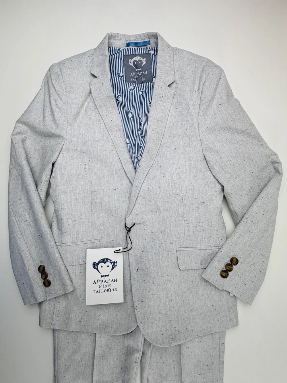 Appaman 2-pc Gray “Lunar Rock” Cotton Blazer/Slacks Boys Suit, Sz 10